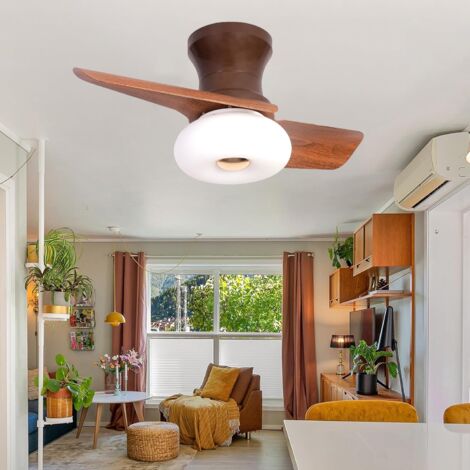 Ventilateurs de plafond de 80 cm avec éclairage et télécommande, plafonnier LED à intensité variable avec ventilateur, 6 vitesses, minuterie