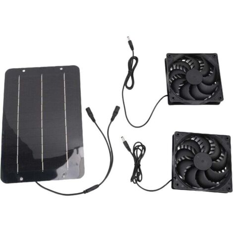Ventilateurs d'extraction solaires doubles, kit de ventilateurs d'extraction haute vitesse et faible bruit avec panneaux solaires monocristallins, ventilateurs pour chiens, ventilateurs， ventilés, kit