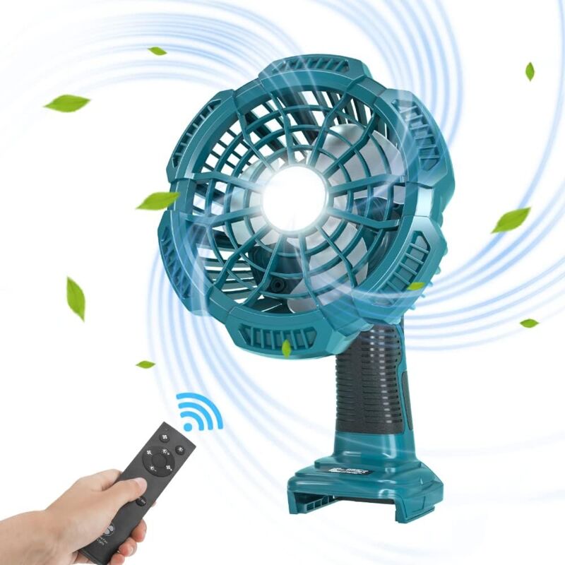 Ventilateurs sans fil pour Makita - Ventilateur de sol usb industriel avec lumière led - Compatible avec batterie Li-Ion Makita 14,4-20 v