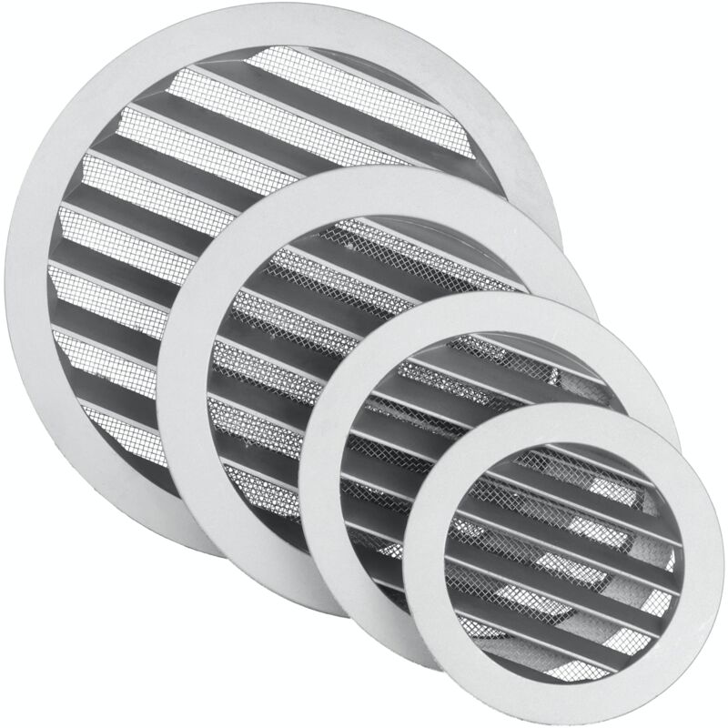 ventilation 100mm ronde en Fonte d'Aluminium Haute Qualité - Filet Anti Insectes Inox - Résistante aux Intempéries - Intérieur/Extérieur - Grille