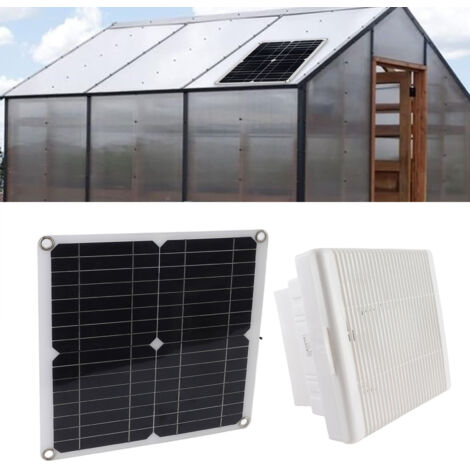 Ventilation Solaire - Kit Ventilateur avec Panneau Monocristallin 12W 12V DC pour Serres et Camping - ABS + Batterie Lithium