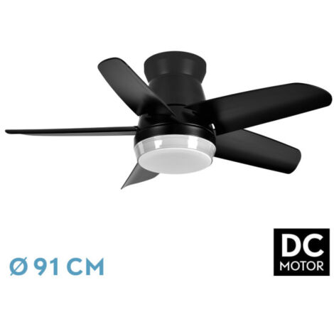 Ventilator DC NEUTRON - Ventilator -- Farbe schwarz mit fünf Flügeln  mit 6 einstellbaren Geschwindigkeiten  mit 3 Temperaturen -- Licht  Inklusive Fernbedienung