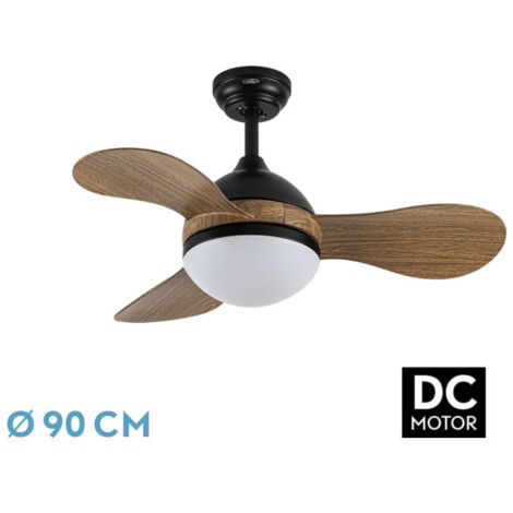 Ventilator dc solid 24w schwarz 3aspas Holz 91d 2640lm 3000k,4000k,6500k remote+memory+timer