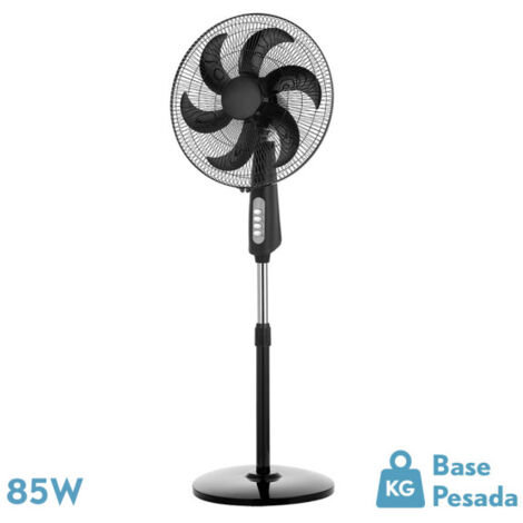 Ventilator de Bodenventilator Hagel schwarz 3 Geschwindigkeiten 85w 6 Flügel verstellbar regx50x43 cm