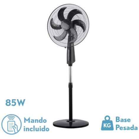 Ventilator de Bodenventilator tolon schwarz 3 Geschwindigkeiten 85w 6Stufen Fernbedienung Timer 3 Modi de air regx50x43 cm