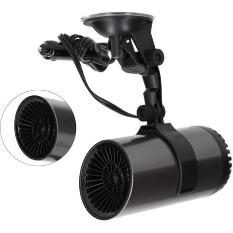 Ventilatore 2 in 1 per auto, 150 W, 12 V CC, portatile, sbrinatore, Plug and Play, con supporto per ventola girevole a 360°.