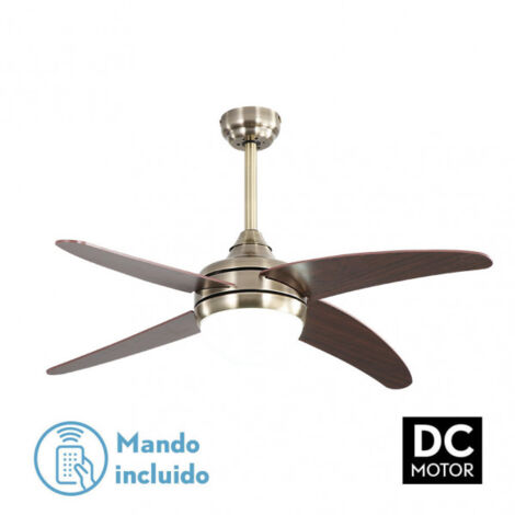 Ventilatore 2xe27 dc klod pelle/ciliegia4 asp.6 vel 117d con telecomando e timer