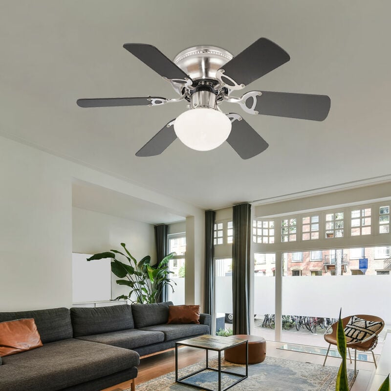 Image of Ventilatore da soffitto con illuminazione a led e ventilatore con interruttore a tirare 76 cm