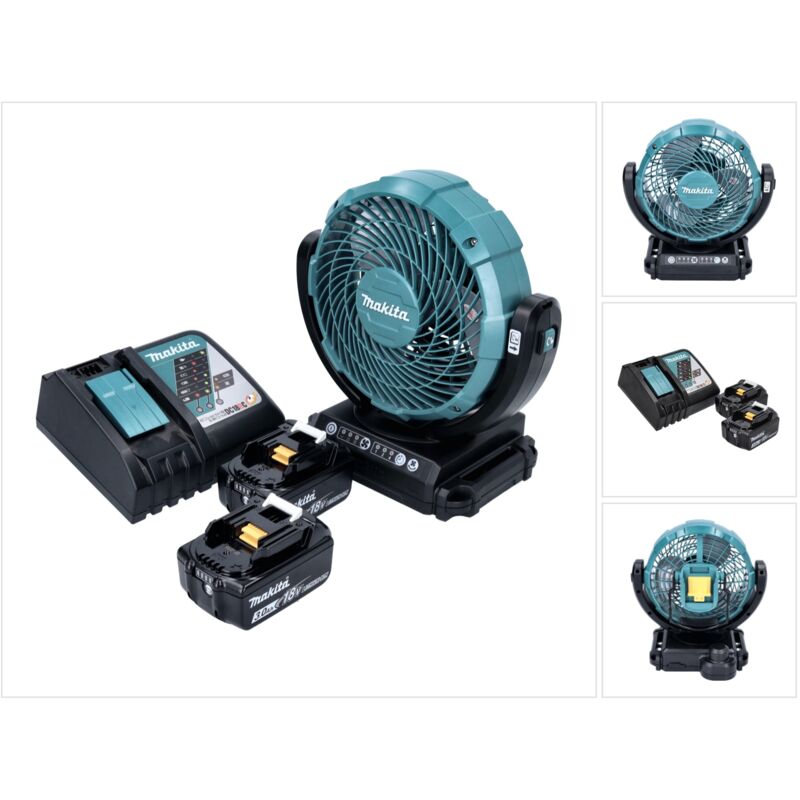 Ventilatore a batteria Makita dcf 102 rf 18 v 18 cm + 2x batteria ricaricabile 3,0 Ah + caricabatterie