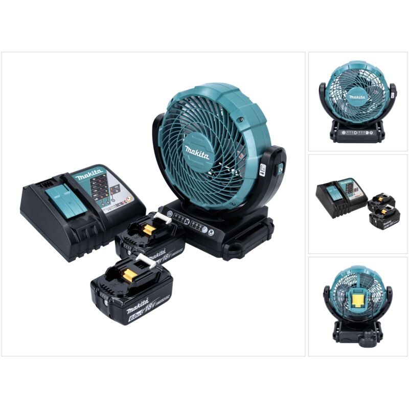Ventilatore a batteria Makita dcf 102 rg 18 v 18 cm + 2x batteria ricaricabile 6,0 Ah + caricabatterie