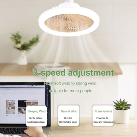 Ventilatore a LED di grandi dimensioni Eosnow con telecomando intelligente, illuminazione aromaterapica dimmerabile, attacco a vite E27 per camera da letto.