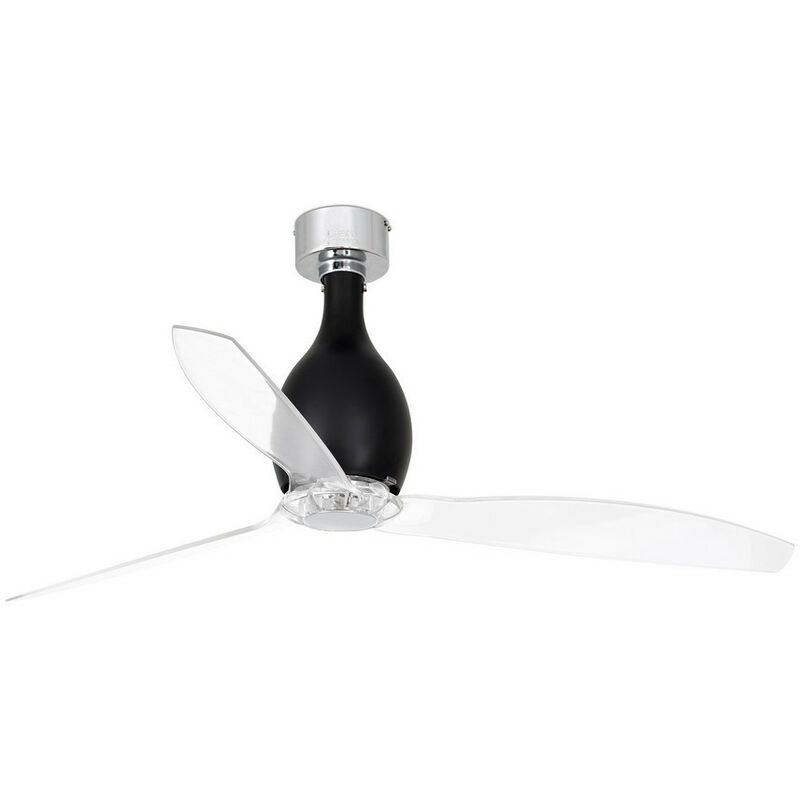 Image of Faro mini eterfan - Ventilatore da soffitto nero opaco, trasparente con motore cc Smart - Telecomando incluso