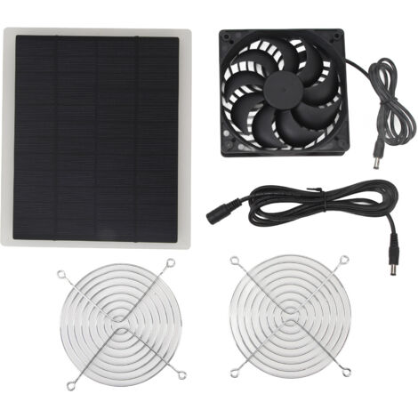 Ventilatore a pannello solare da 10 W, doppio strato di scarico, involucro in metallo rivestito, cavo di ventilazione lungo per serre, cooperative, camper, cucce per animali domestici