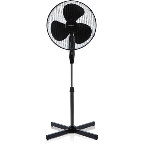 VENTILATORE A PIANTANA CON OSCILLAZIONE A 80° ALTEZZA REGOLABILE FINO A 130CM 3 VELOCITÀ 40W MOTORE ANTIRUMORE NERO