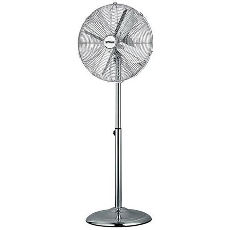 Ventilatore a piantana cromato con pala 40 cm, base tonda, altezza 140 cm, 50w zephir pf40cr