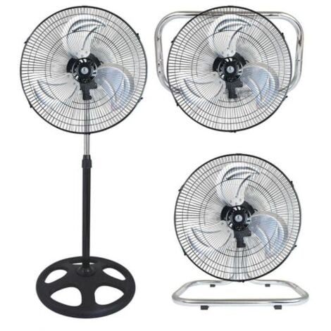 VENTILATORE A PIANTANA DA TAVOLO E DA PARETE 3 IN 1 3 VELOCITA' ø 45CM 90W 34532