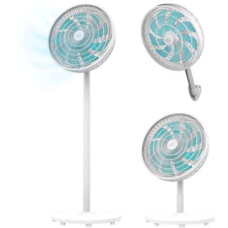 Ventilatore a piantana multiposizione con 3 altezze: piantana, da tavolo e parete, da 16” e 60 W.