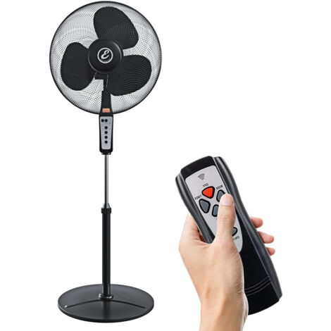 EGLEMTEK Ventilatore A Piantana Potente Da 50W Per Pavimento Pale Da 40 Cm Silenzioso Con Timer 3 Velocità Oscillante Altezza e Inclinazione Regolabili E Telecomando per Controllo A Distanza Colore Nero
