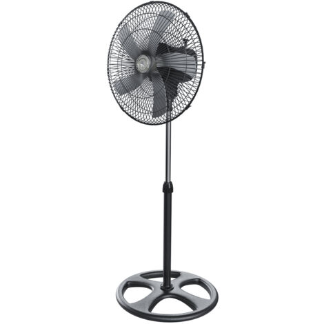Ventilatore A Piantana Potente Da 75W Per Pavimento 5 Pale In Acciaio Da 42 Cm Silenzioso 3 Velocità Oscillante Altezza e Inclinazione Regolabili Griglia Di Protezione Design Mexicali Colore Nero
