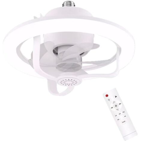 Ventilatore a soffitto con luce LED da 50 W e telecomando, testa orientabile a 360°.