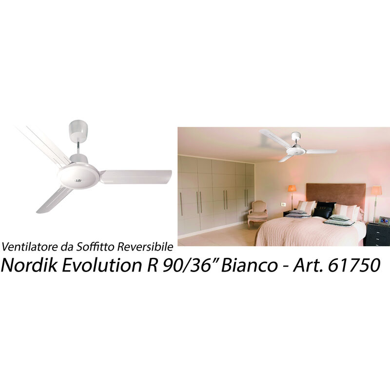 Image of Ventilatore a Soffitto Vortice nordik evolution r 90/36" bianco - Art. 61750