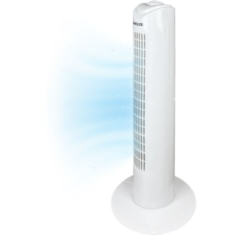 Ventilatore A Torre 3 Velocità Potente Silenzioso 50W 22x22x72.50Cm A++ Funzione Oscillante Auto-Rotante Design Sottile Moderno Ed Elegante Cucina Salotto Camera Letto Bianco