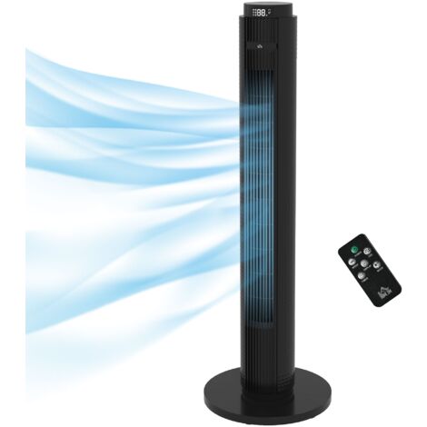 Ventilatore a Torre 45W a 4 Modalità e 3 Velocità con Timer da 12h Ø31.5x96 cm in ABS Nero