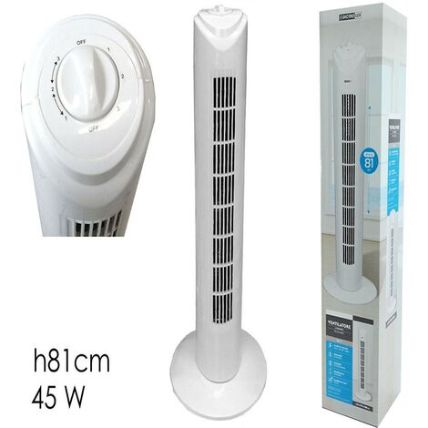 Ventilatore a torre colonna h81 3 velocità  45w slim bianco oscillante flusso aria fresca