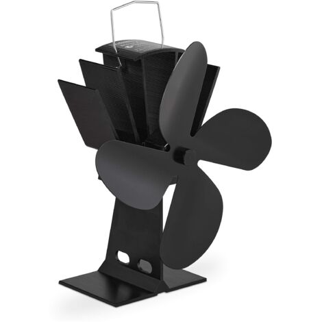 Ventilatore aperto, silenzioso, senza corrente, per caminetti e forni, calore, 4 pale, per camino, nero.