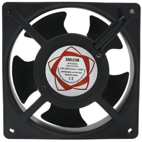Ventilatore assiale per cassetta camino, inseribile, alta temperatura, con pale metalliche, silenzioso e universale. 120 x 120 x 38 mm.