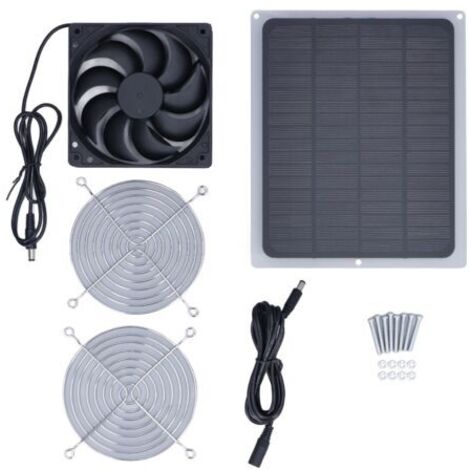 Ventilatore con pannello solare da 6W e rete protettiva, serra impermeabile per pollaio esterno