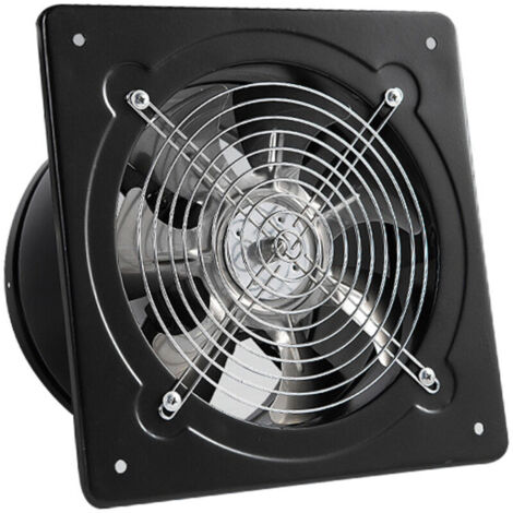 Ventilatore da bagno in metallo da 100 mm, 50 W, con serranda posteriore ventilata, ideale per cucina e garage (nero)
