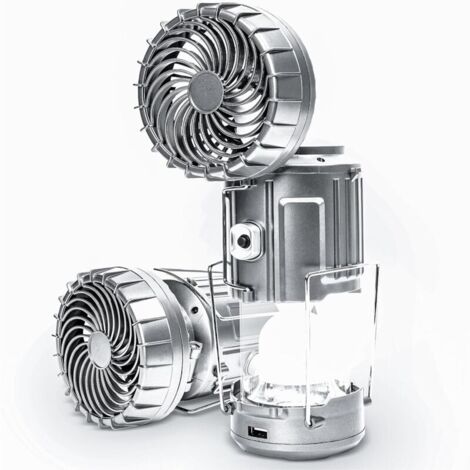 Ventilatore da campeggio con luce LED, ventilatore portatile per tenda, luce LED pieghevole, ventilatore di emergenza alimentato a energia solare e ricaricabile tramite USB.