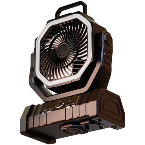 Ventilatore da campeggio da 20000 mAh, ventilatore portatile ricaricabile a 4 velocità, ventilatore USB silenzioso con luce LED, telecomando e gancio, nero