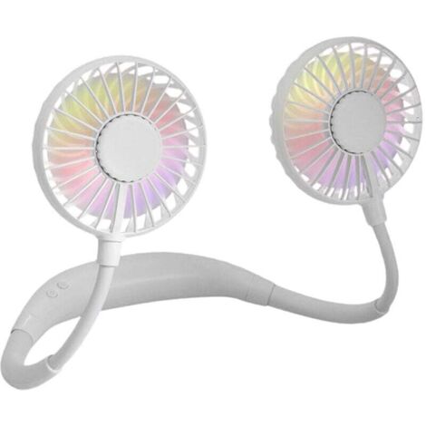 Ventilatore da collo sospeso, piccolo ventilatore elettrico silenzioso, ventilatore portatile regolabile a 360°, bianco
