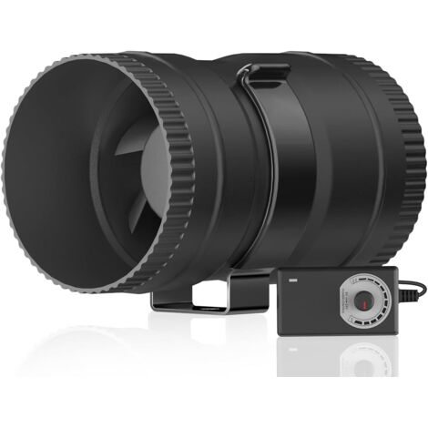 Ventilatore da condotto in linea da 3" con regolatore di velocità - flusso d'aria di 120 CFM, potenza ultra bassa di 6 W e basso rumore