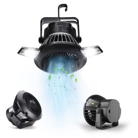 Ventilatore Da Esterno Con Pannello Solare, 4 Led, Gancio E 4 Velocità