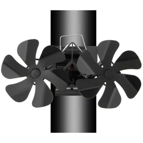 Ventilatore da parete per stufe a legna, caminetti, gas, pellet o stufe a legna. 12 pale, doppia testa, silenzioso, alimentato a calore - LKBD