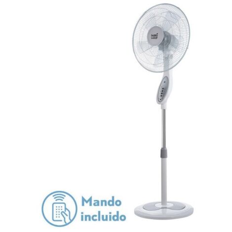Ventilatore da pavimento de floxo bianco/grigio 3 velocità 45w con timer a distanza 5 pale regx44,5x40 cm