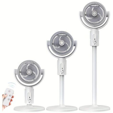 Ventilatore da pavimento portatile a 360° con altezza regolabile, 5 velocità, porta di ricarica Type-C