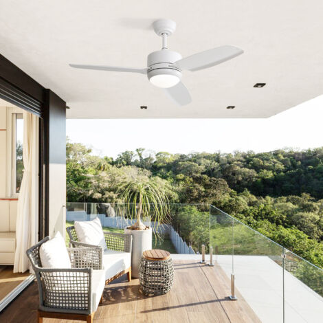 Ventilatore da soffitto 116,8x116,8x54cm, LED, con telecomando, motore DC, ABS, bianco
