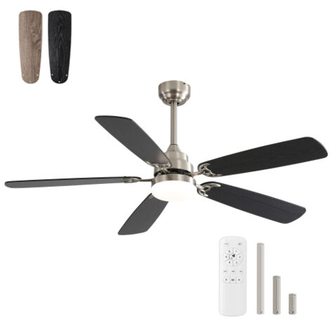 Ventilatore da soffitto Sofucor in nichel con luce LED da 22 W, 132 cm