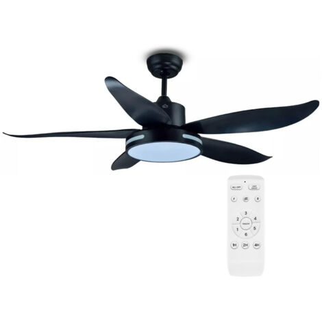 Ventilatore Da Soffitto 35w 5 Pale Con Telecomando 6 Velocità, Nero Silenzioso