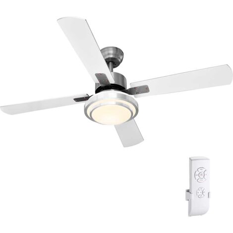 Ventilatore da Soffitto 4 Pale Legno con Lampada Luce LED e Telecomando 130 cm