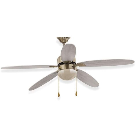 Ventilatore da Soffitto 5 Pale e Lampada E27 in MDF Ø130 cm 3 Velocità Kooper Rovere Bianco