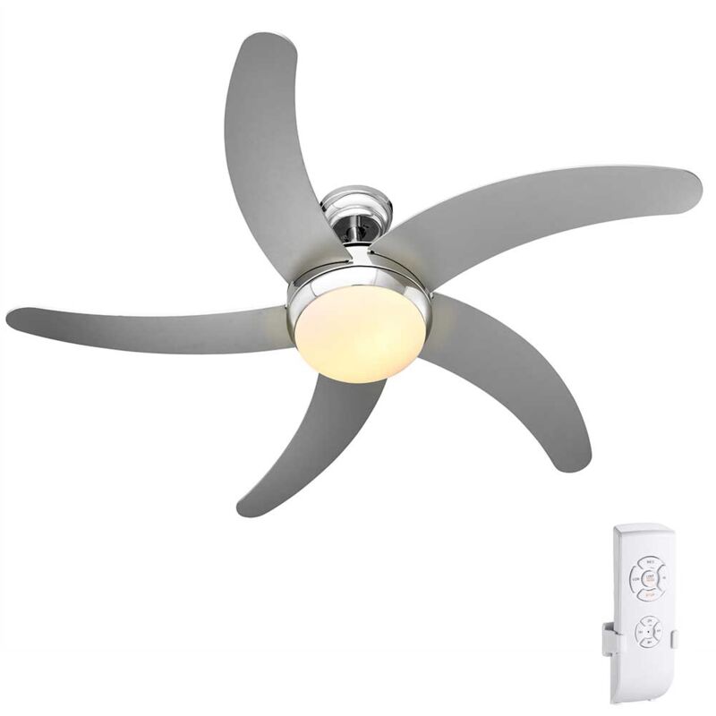 Image of Giordanoshop - Ventilatore da Soffitto 5 Pale Legno con Lampada e Telecomando Diametro 132 cm