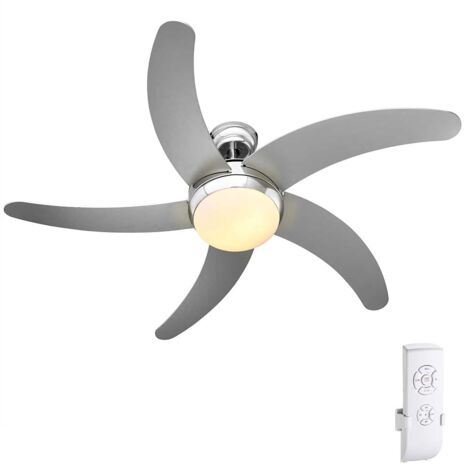 Ventilatore da Soffitto 5 Pale Legno con Lampada e Telecomando Diametro 132 cm