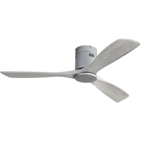 Ventilatore da soffitto a filo DC da 52 pollici, 3 pale, ventilatore in legno intagliato, motore reversibile silenzioso, telecomando, nessuna luce