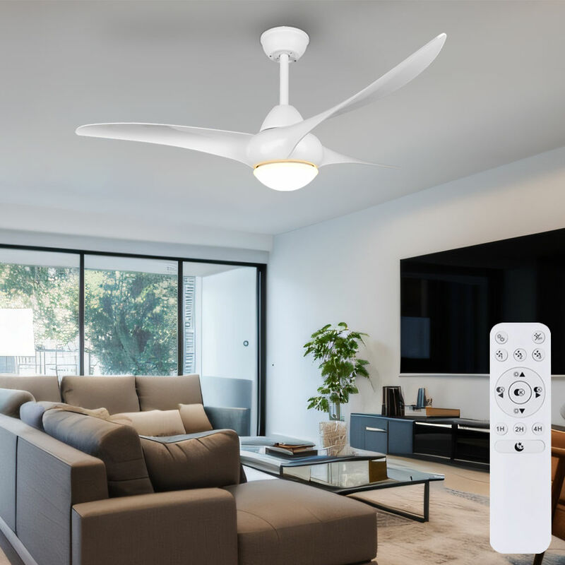Image of Ventilatore da soffitto bianco con illuminazione Ventilatore da soffitto bianco con telecomando Lampade ventilatore da soffitto, timer cct, 1x led