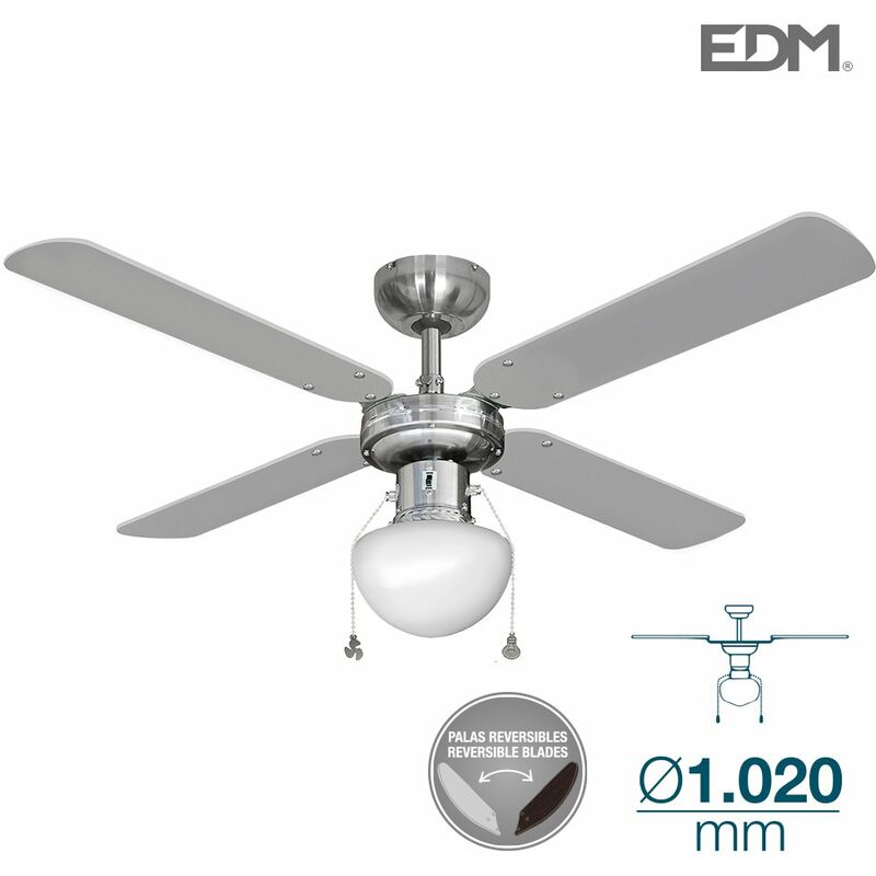 Image of EDM - Ventilatore da soffitto modello caribbean chrome potenza: 50w pale: ø102cm